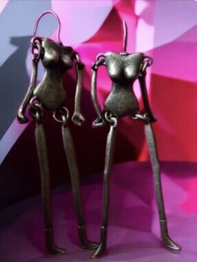Unique Bronze pair of Female Body Moveable Dangle Earrings~Unisex~ NEW